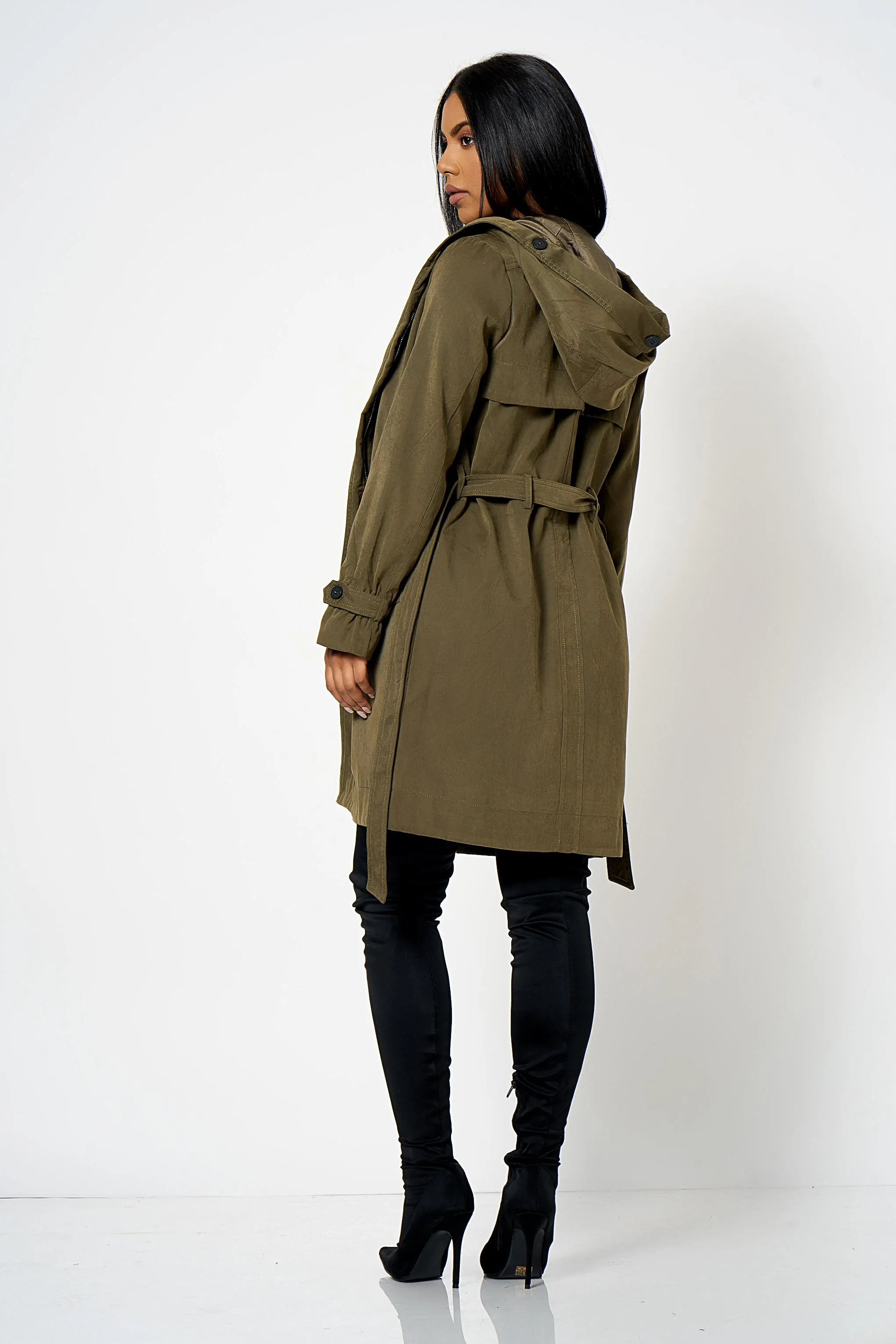 Khaki Hooded Parker Jacket