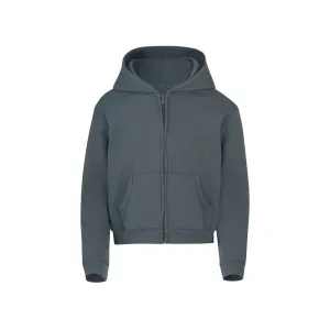 KIDS LOGO POINTELLE ZIP HOODIE | SLATE