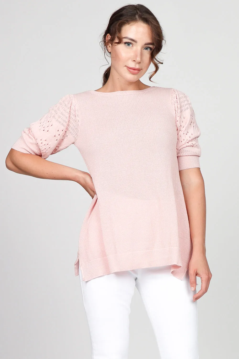 Lightweight Pointelle Sleeve Top