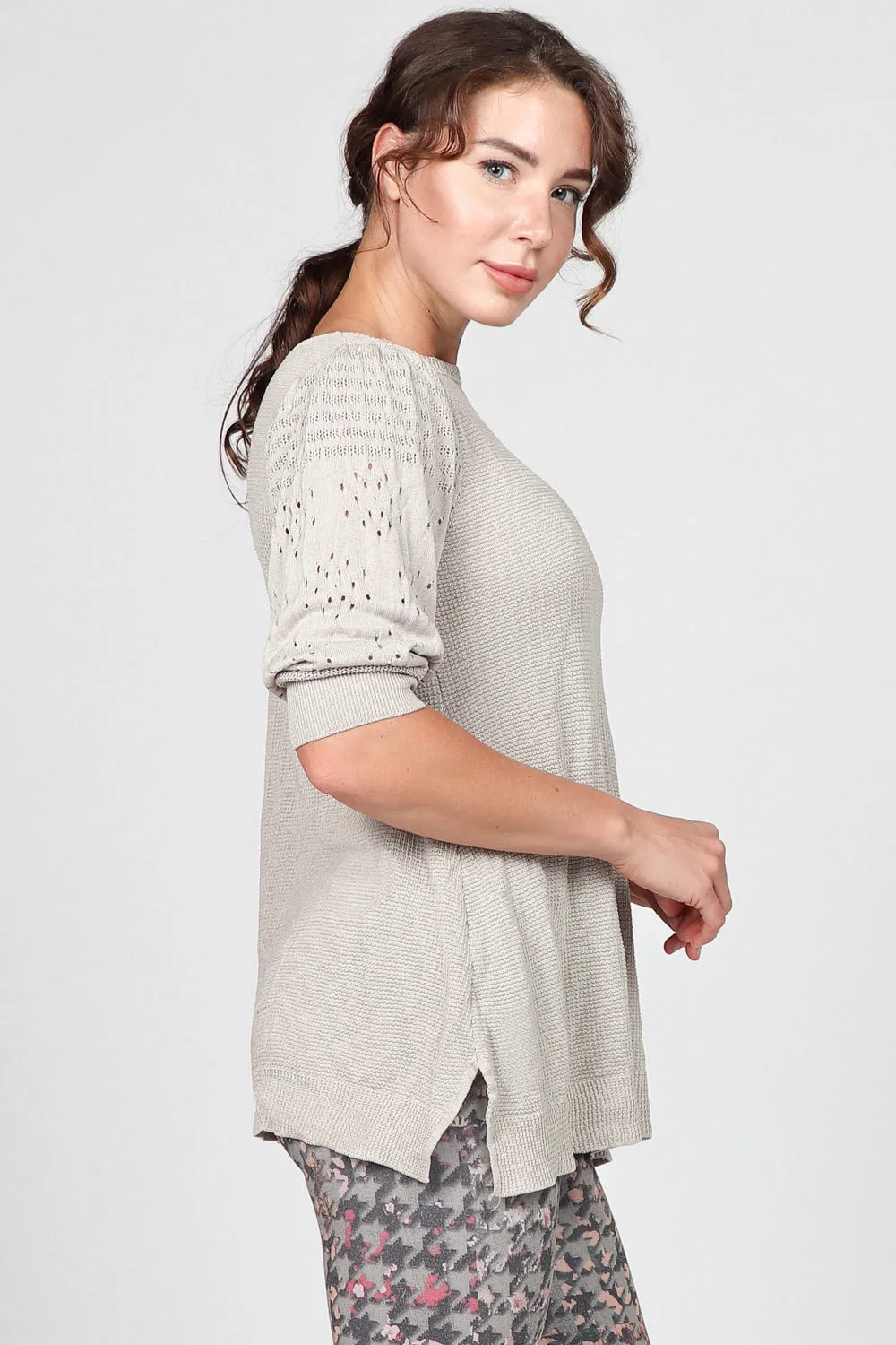 Lightweight Pointelle Sleeve Top