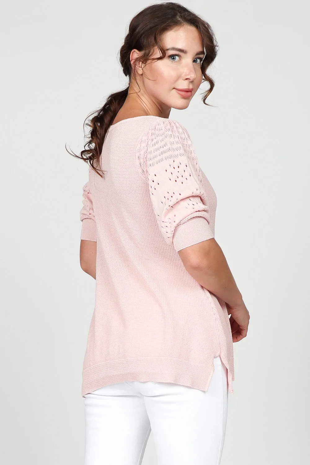 Lightweight Pointelle Sleeve Top