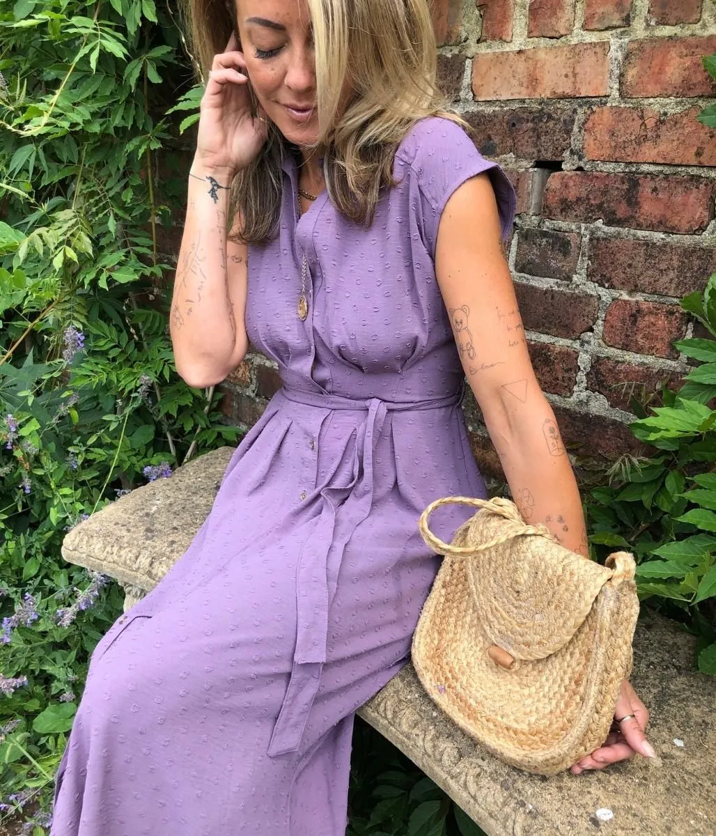 Lilac Shirt Midi Dress