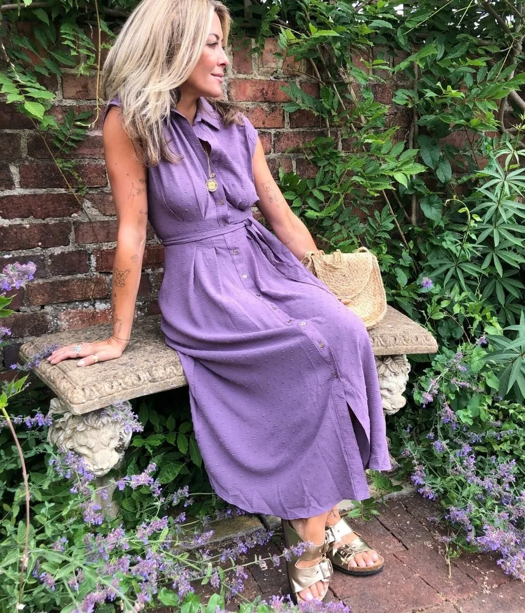 Lilac Shirt Midi Dress