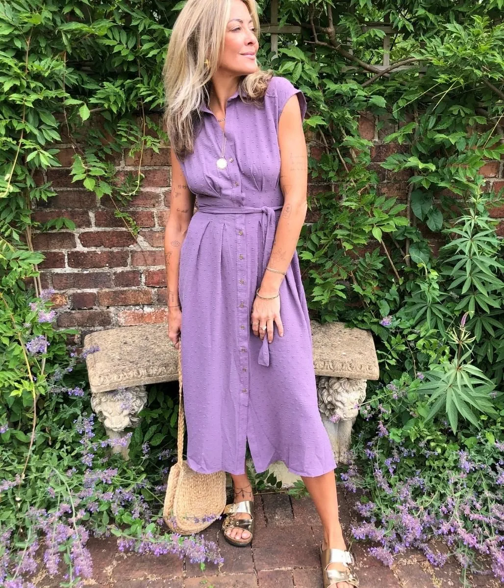 Lilac Shirt Midi Dress