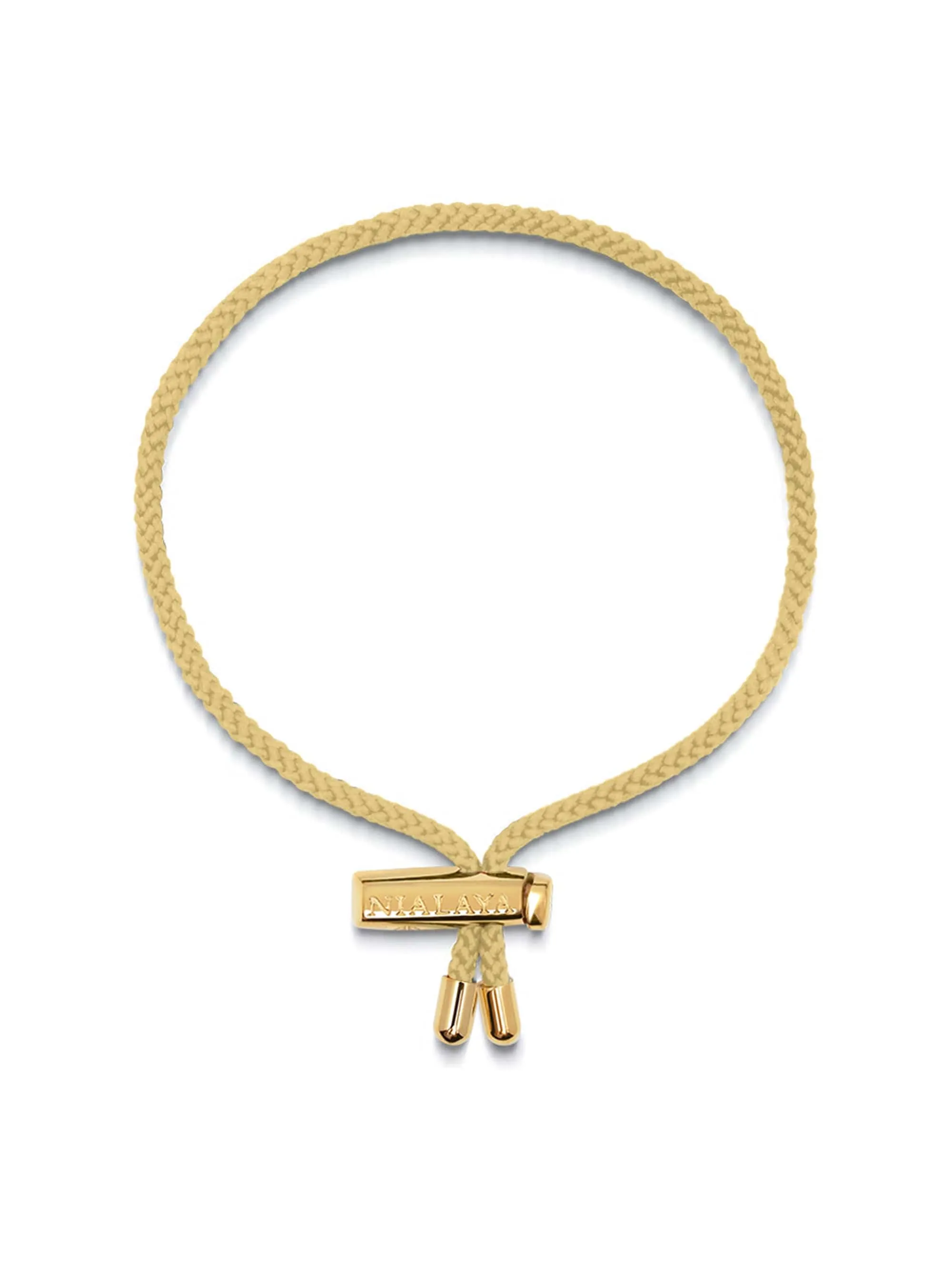 Men's Beige String Bracelet with Adjustable Gold Lock