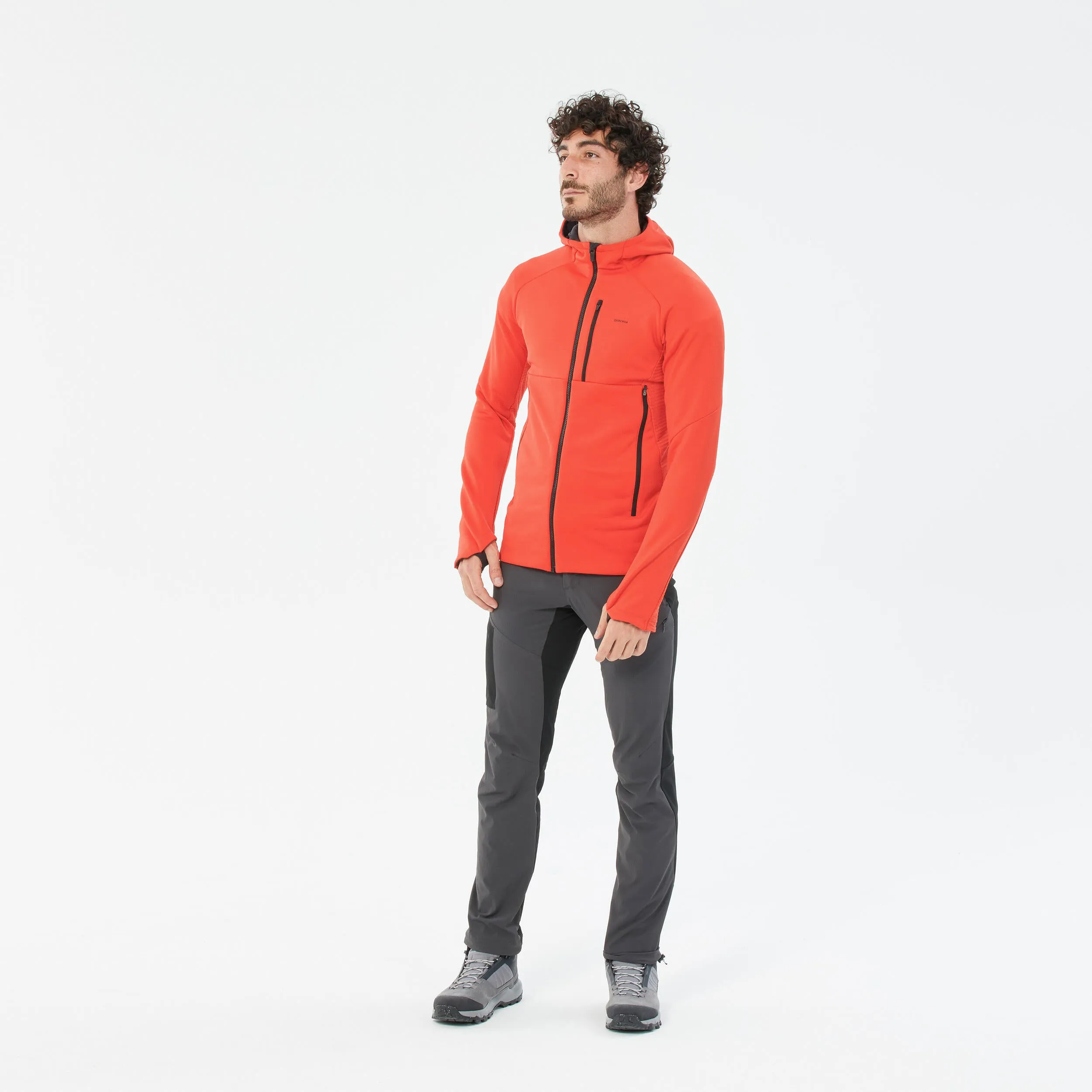 Men's fleece hiking sweatshirt Quechua MH520, red-orange