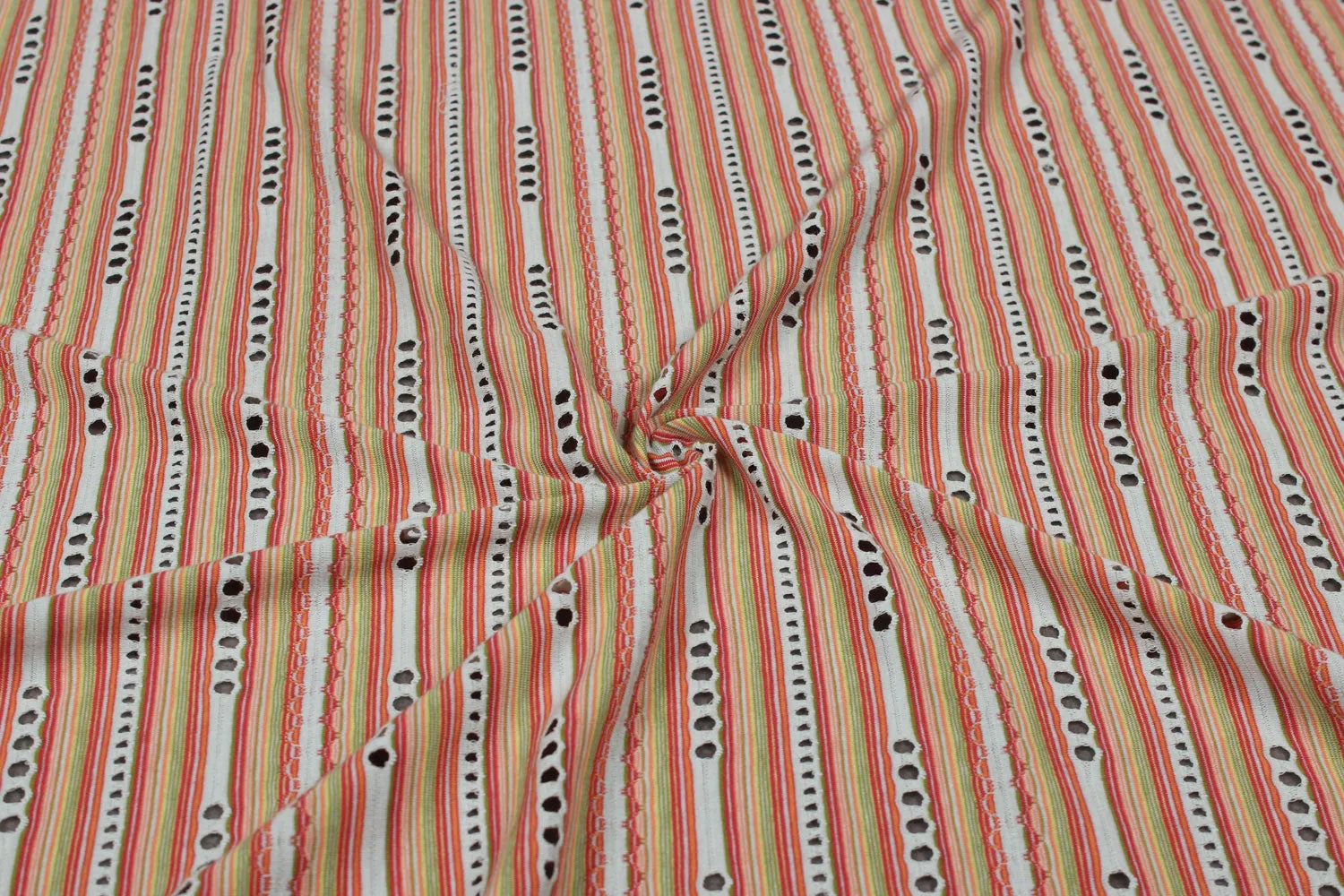 Multicolour Cut Work Spandex Knit Fabric