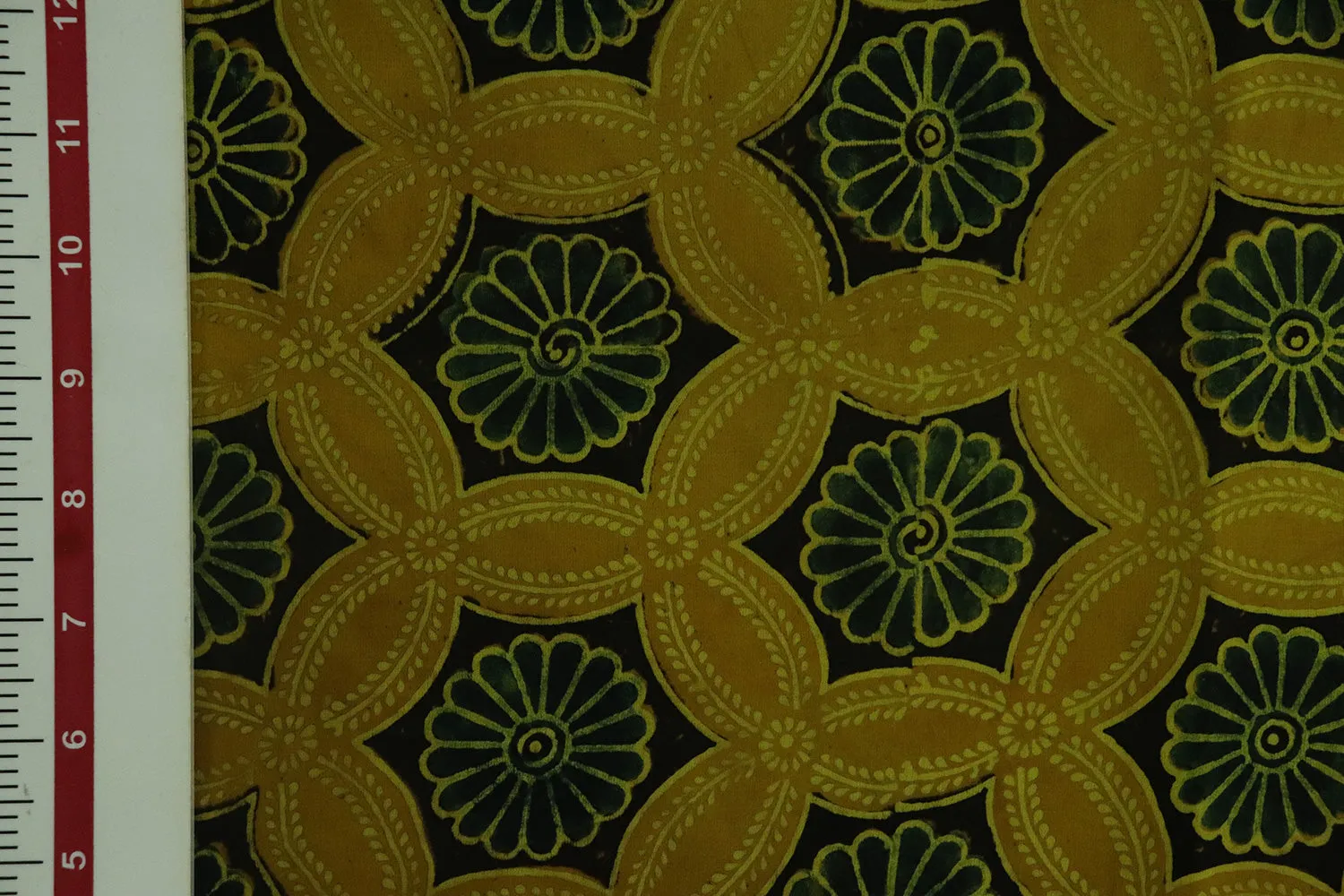 Mustard Yellow & Black Floral Modal Satin Fabric