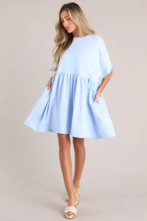 My Inner Peace Light Blue Mini T-Shirt Dress