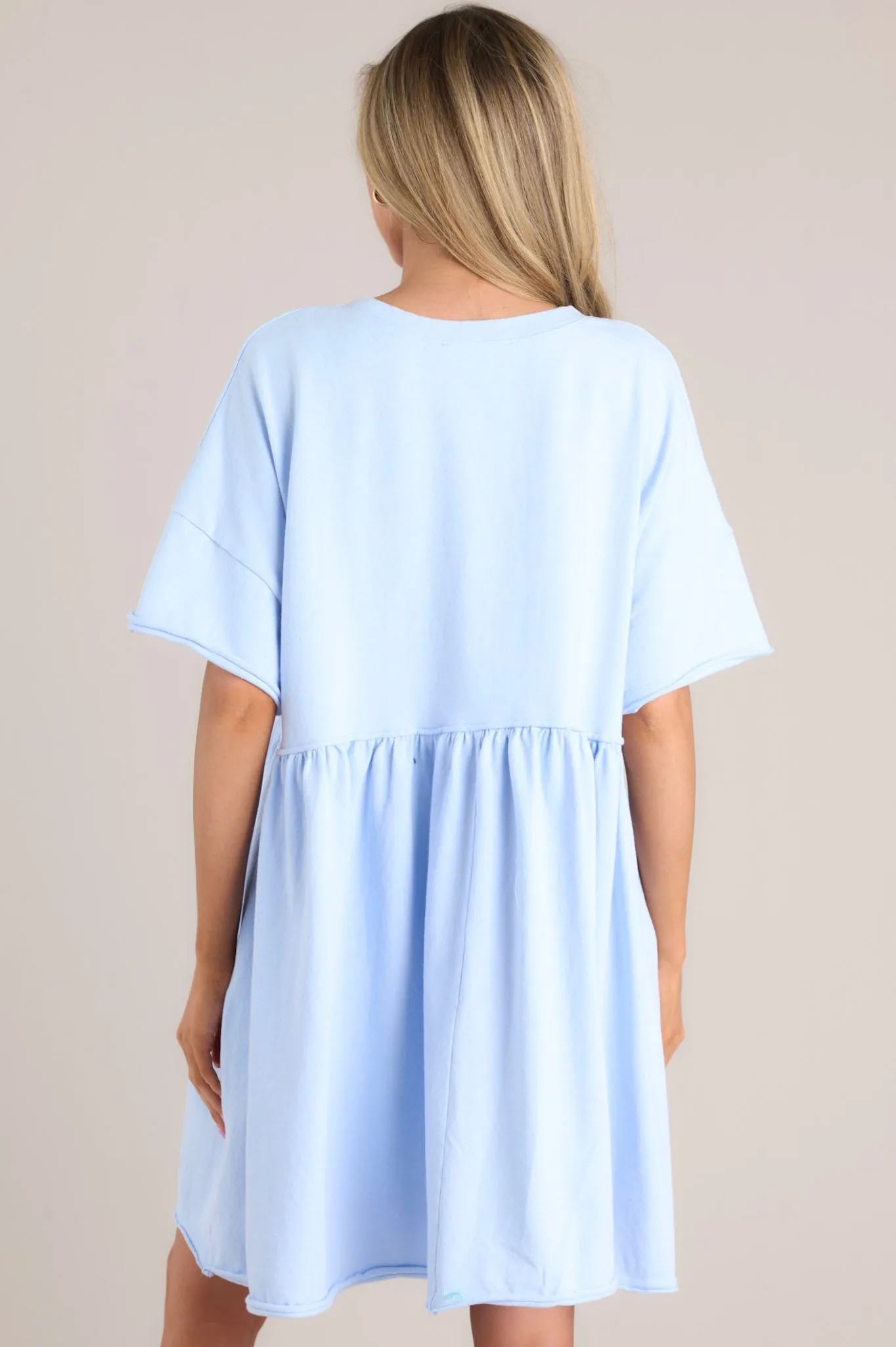 My Inner Peace Light Blue Mini T-Shirt Dress