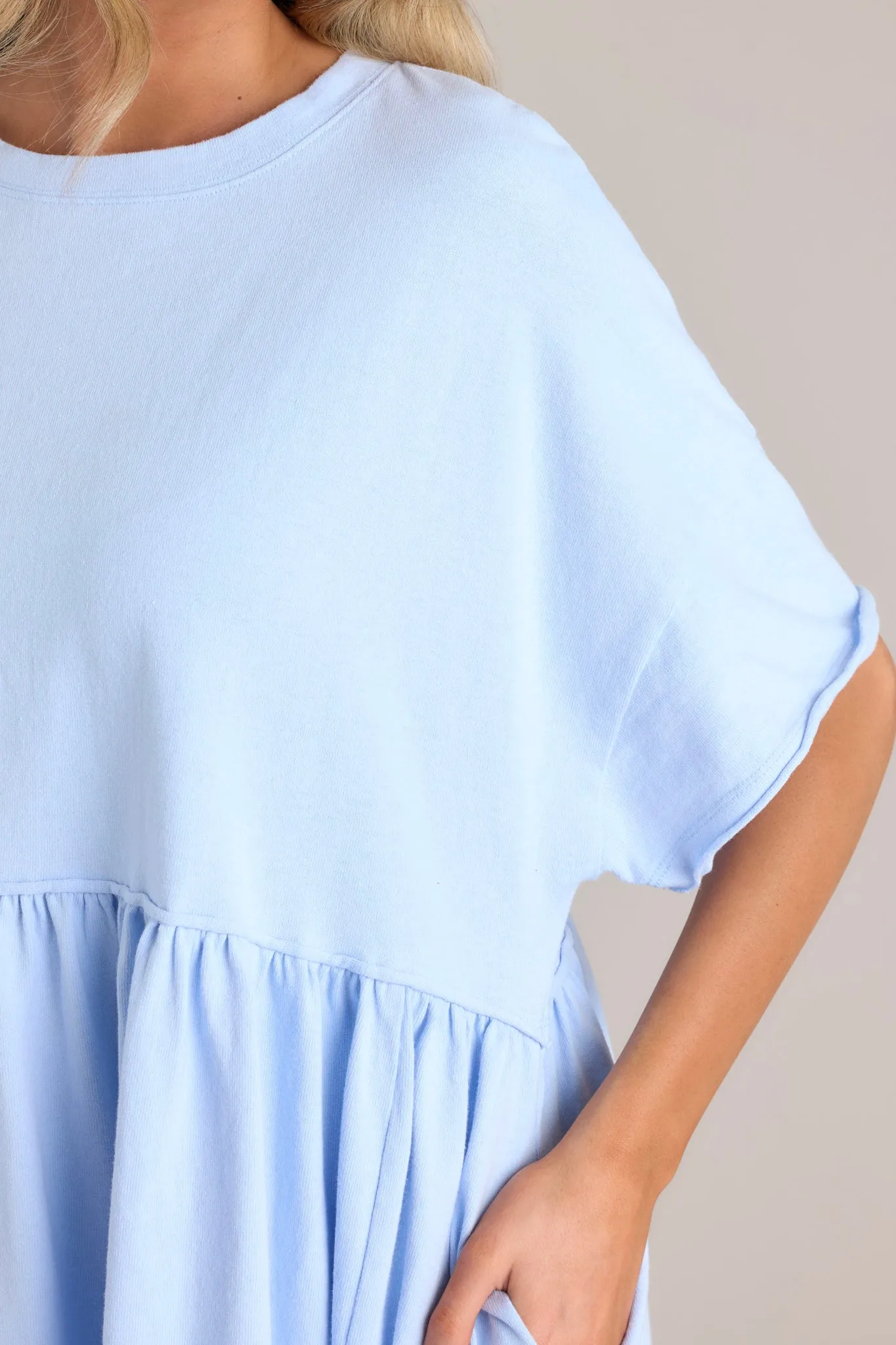 My Inner Peace Light Blue Mini T-Shirt Dress