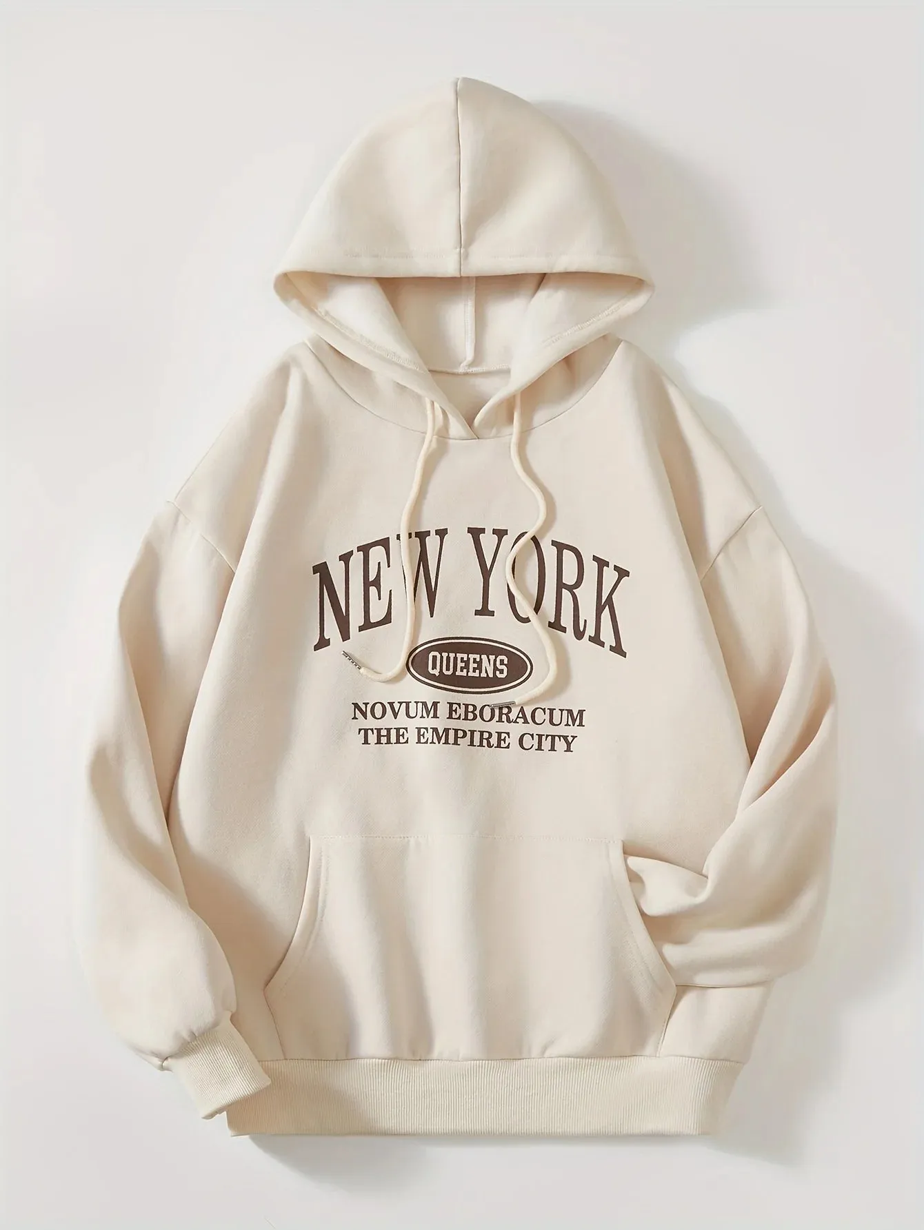 New York Queens Letter Printed Hoodies Street Fashion Women Sweatshirts Fleece Soft Pullover Crewneck Loose Female Tops Clothes