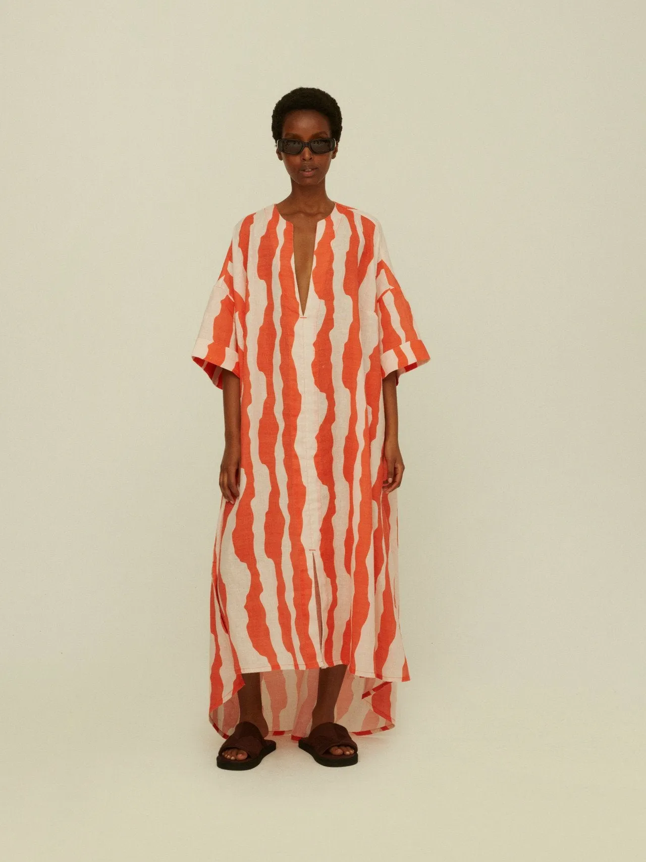 OAS Orange Calima Tangelo Linen Dress