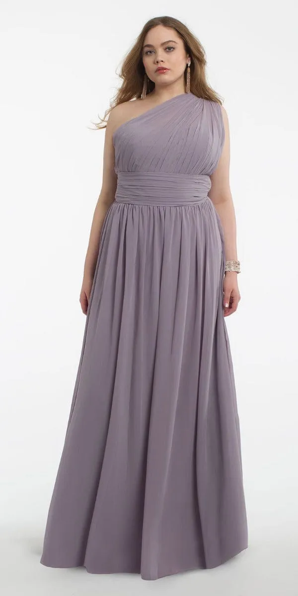 One Shoulder Illusion Bridesmaid Dress - Missy