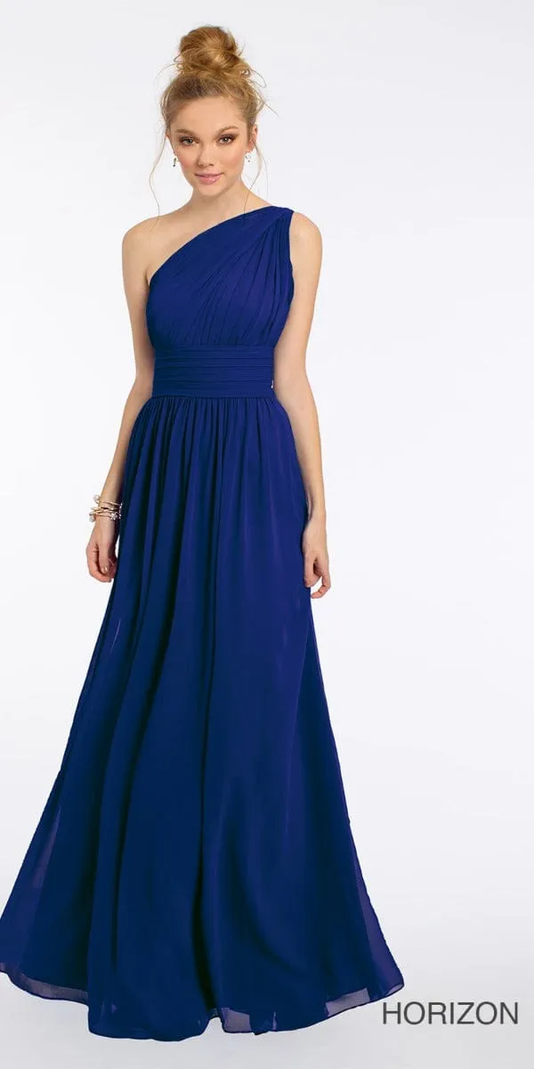 One Shoulder Illusion Bridesmaid Dress - Missy