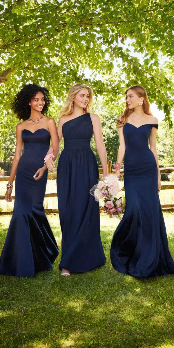 One Shoulder Illusion Bridesmaid Dress - Missy