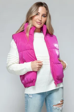 Pink Puffy Jacket New Women's Fall and Winter Fashion Fine Fur Lining Quilted Vest