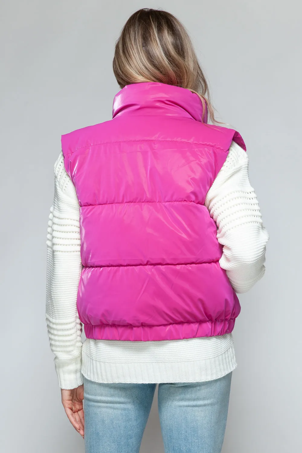 Pink Puffy Jacket New Women's Fall and Winter Fashion Fine Fur Lining Quilted Vest