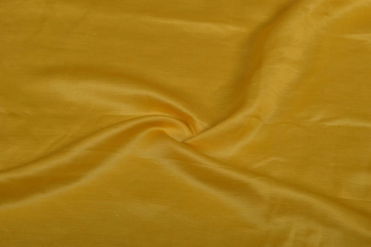 Precut 2 Metres Bright Yellow Plain  Linen Blend Satin Fabric