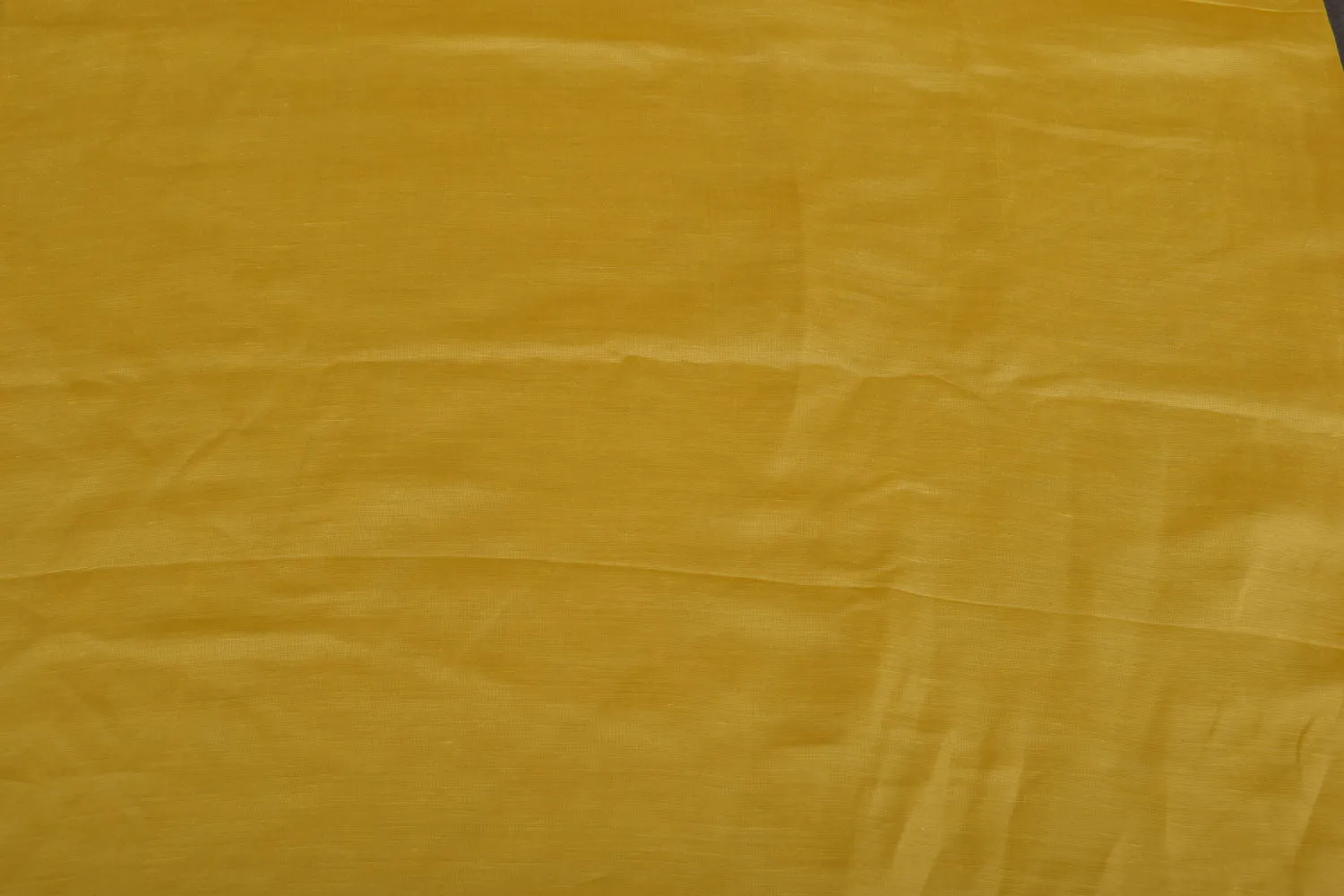 Precut 2 Metres Bright Yellow Plain  Linen Blend Satin Fabric