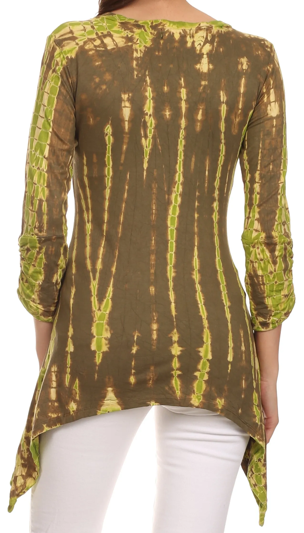 Sakkas Ciara V-Neck Long Sleeve Tie Dye Blouse