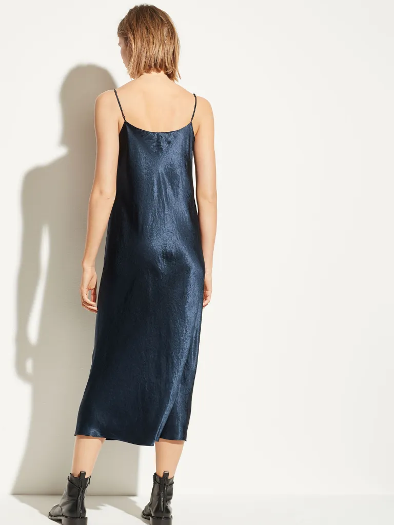 Satin Slip Dress in Coastal Blue