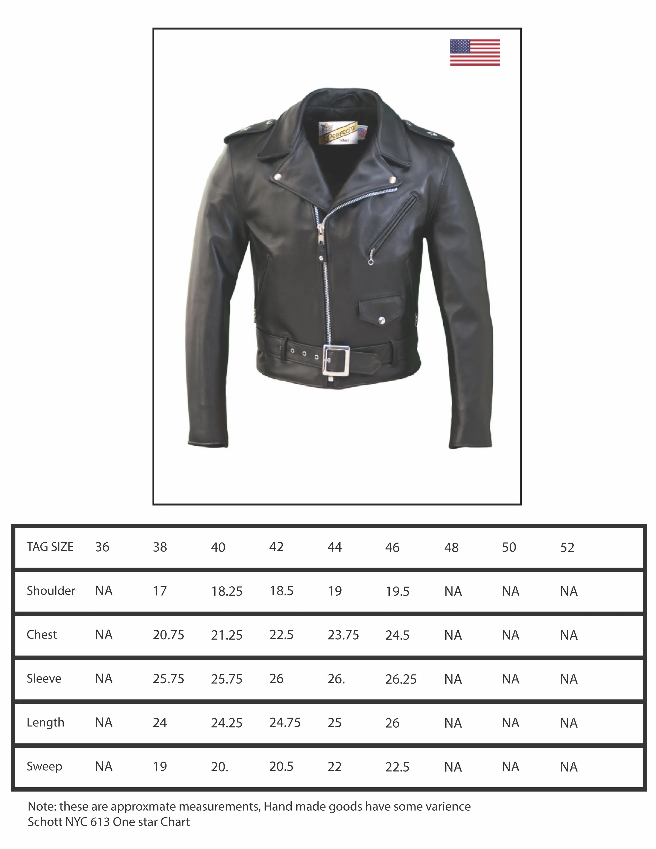 Schott NYC. 613 "1 Star" Black Leather Jacket