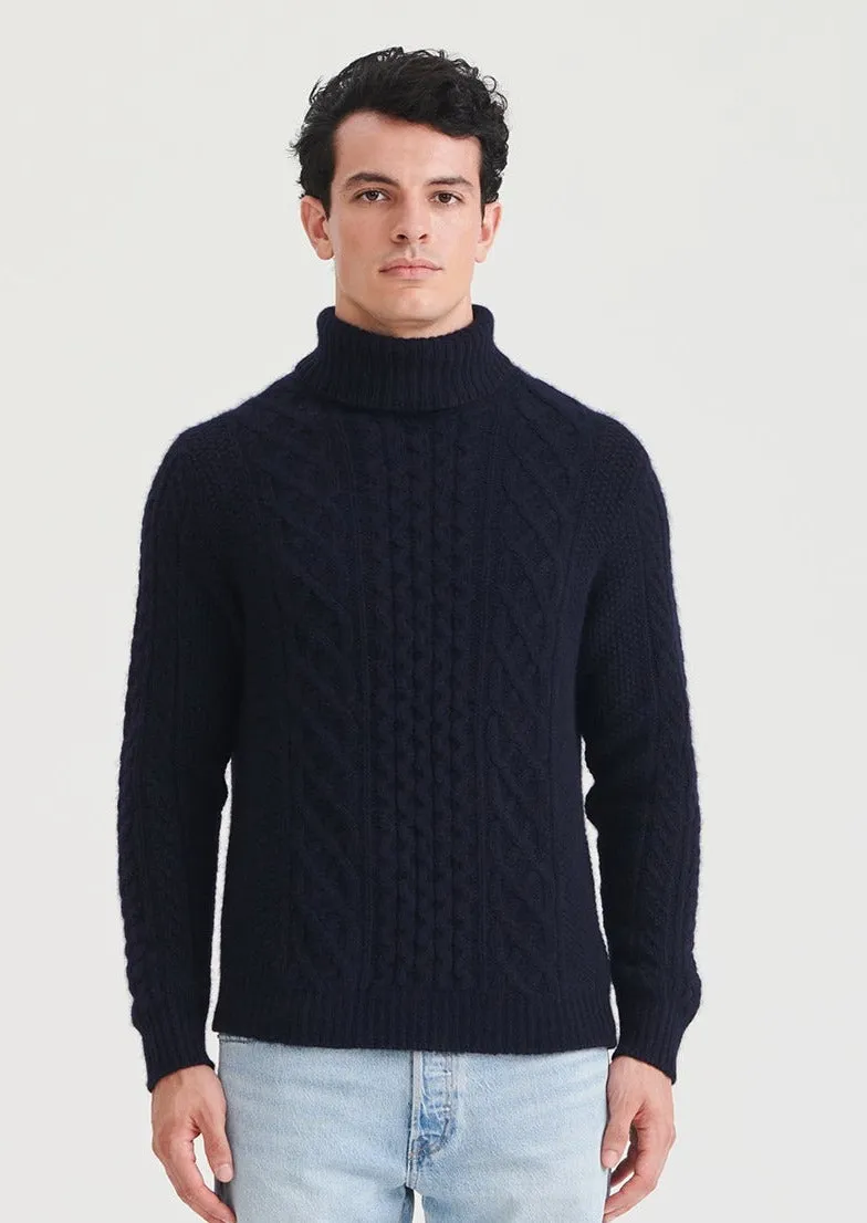 Super Luxe Cashmere Fisherman Cable Turtleneck