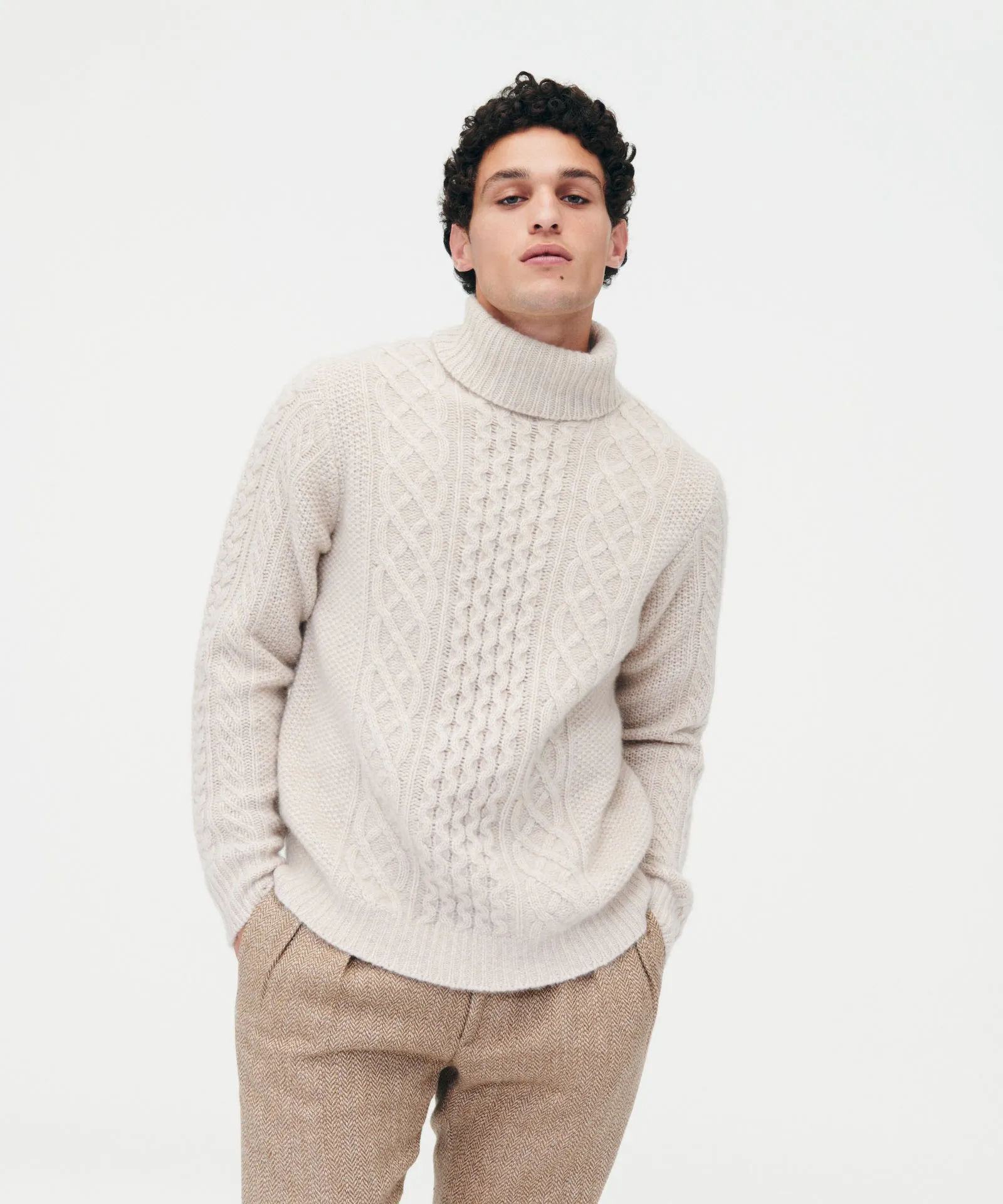 Super Luxe Cashmere Fisherman Cable Turtleneck