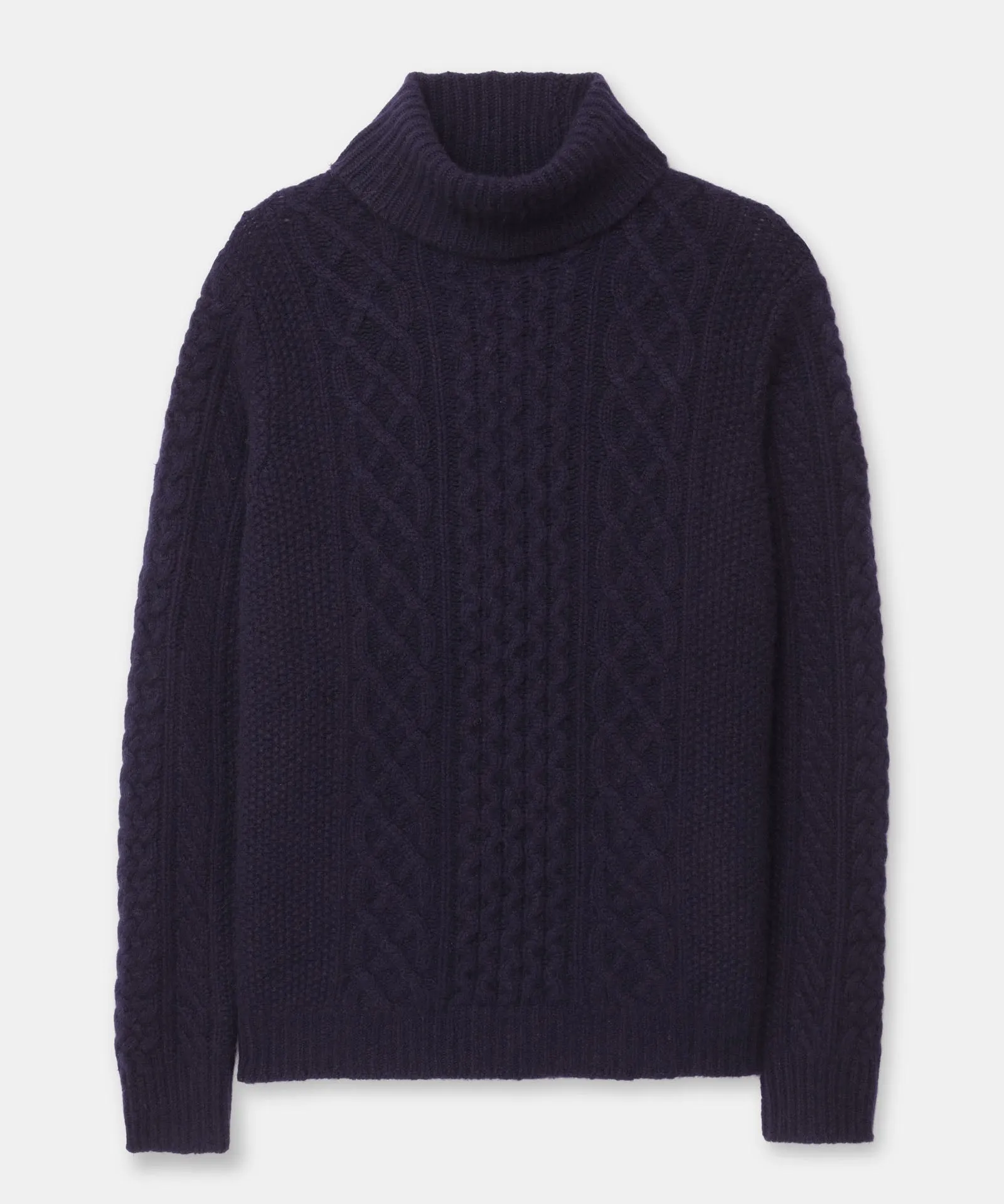 Super Luxe Cashmere Fisherman Cable Turtleneck