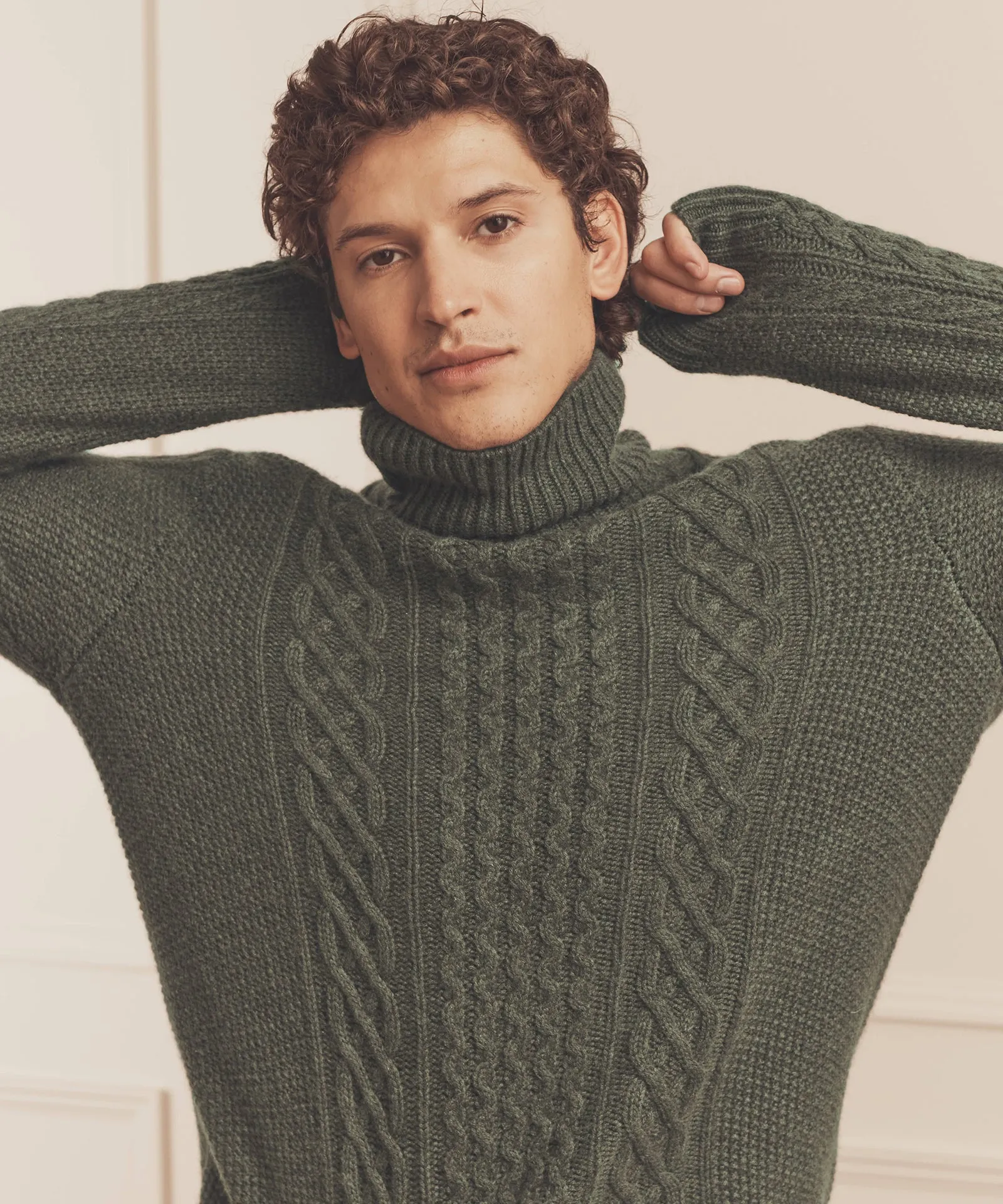 Super Luxe Cashmere Fisherman Cable Turtleneck