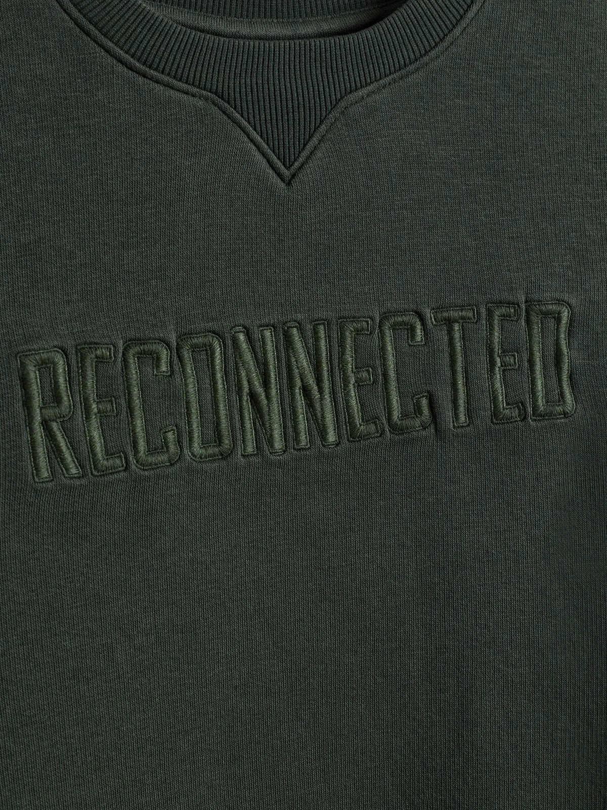 Sweatshirt w. Embroidery - Tween - Dark Green