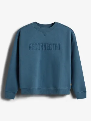 Sweatshirt w. Embroidery - Tween - Stormy Blue