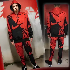 ^SWOOSH^ JOGGER SWEATSUITS FOR WOMEN (HOODED) (FLEECY SOFT LINED)