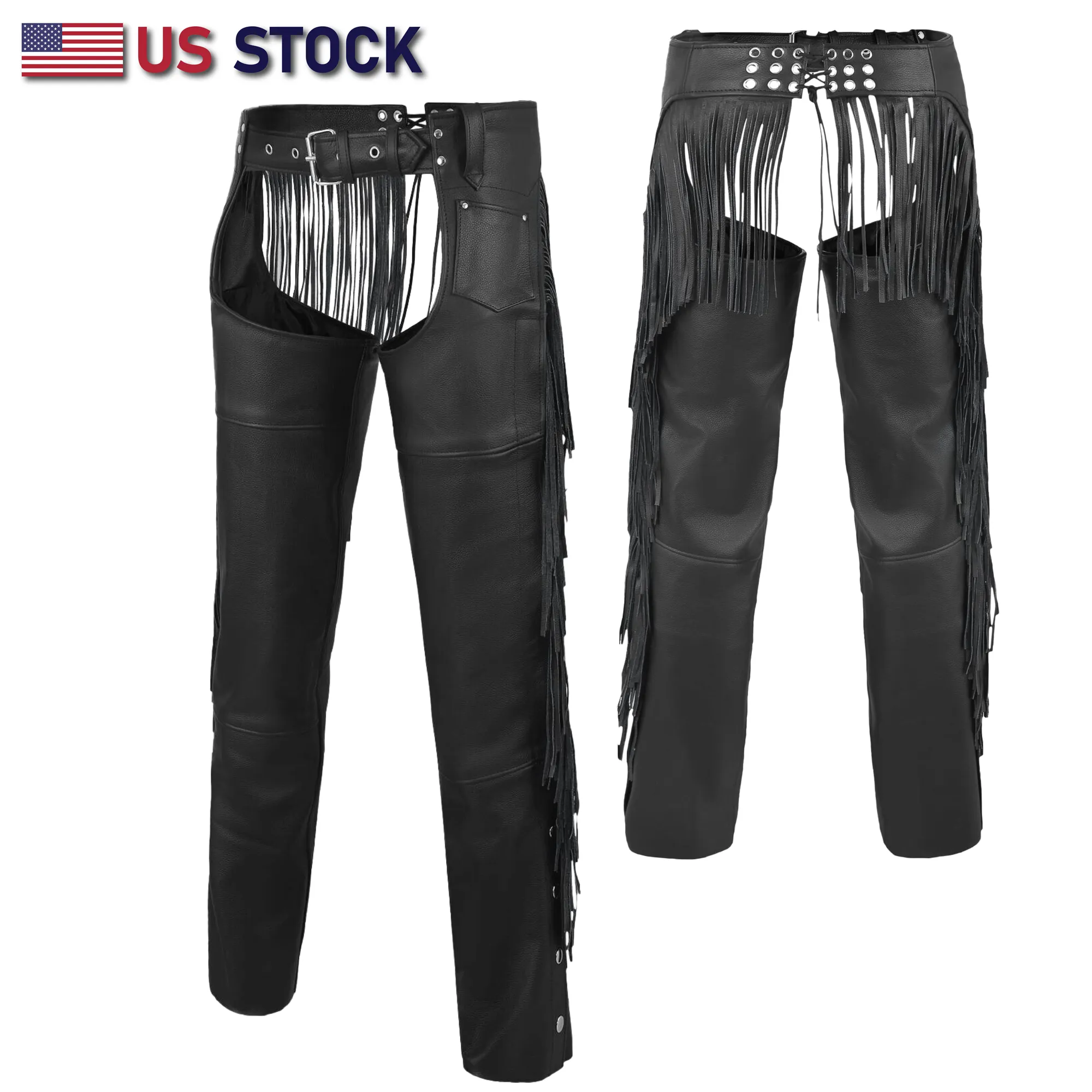 Tassel Chap Fringe Chaps Motorcycle Riding Bikers Chap Black #12800FRINGE