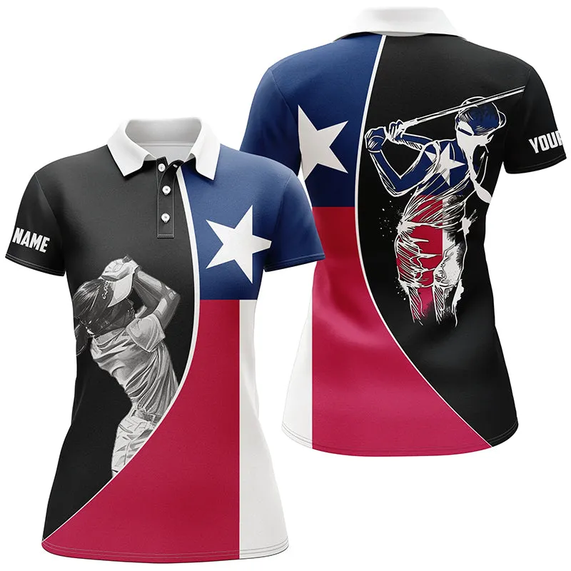 Texas Flag Womens Sleeveless Polo Shirts Custom Patriot Ladies Golf Tops, Gifts For Golf Lovers