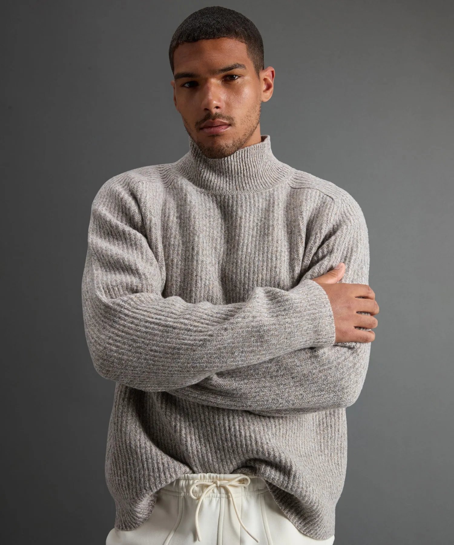 Todd Snyder X Woolrich Mouliné Turtleneck in Grey