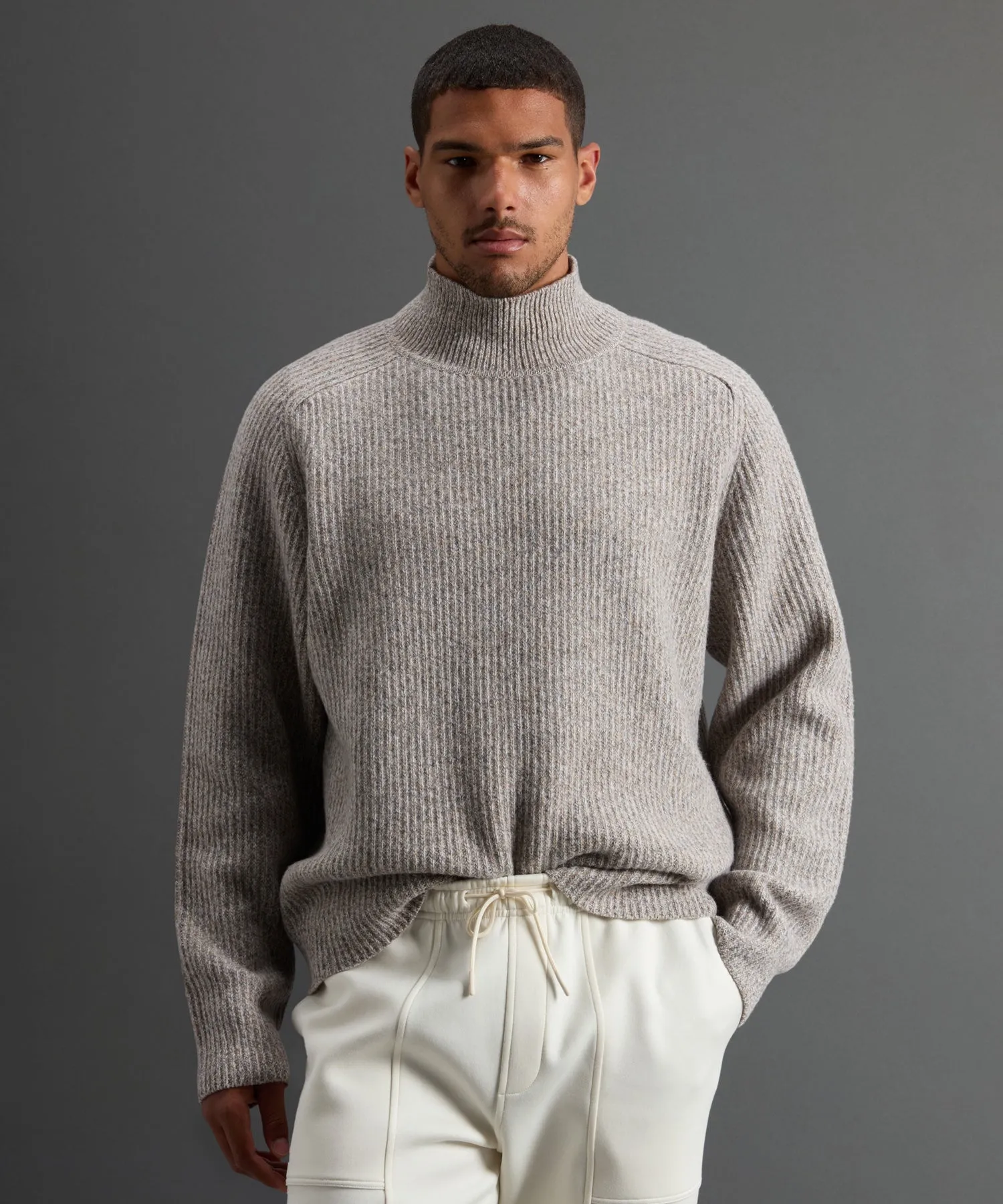 Todd Snyder X Woolrich Mouliné Turtleneck in Grey