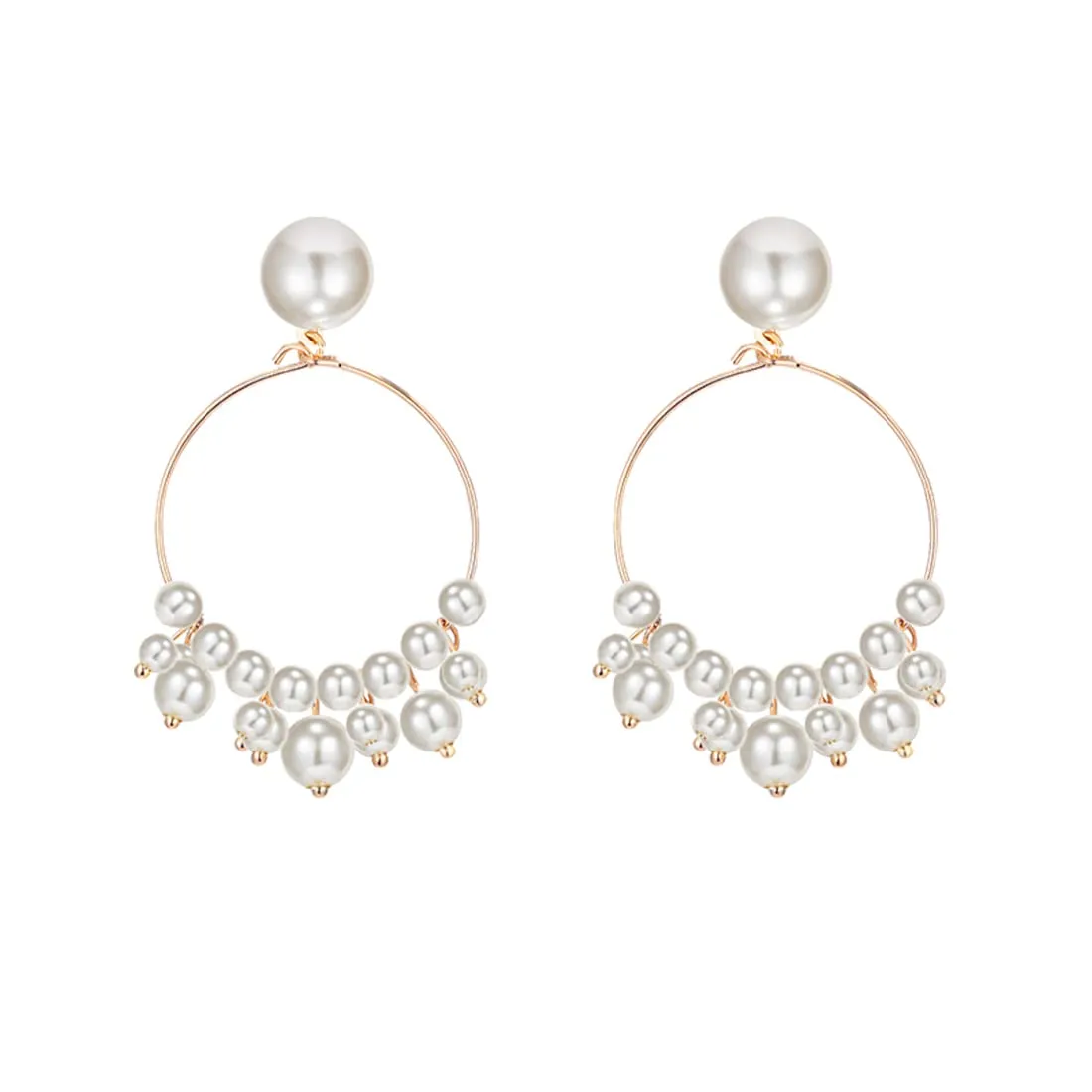 Yellow Chimes Earrings For Women charming Pearl Stud With Round Hoop Small Pearl Studded Drop Earrings For Women and Girls