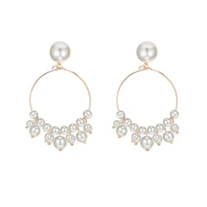 Yellow Chimes Earrings For Women charming Pearl Stud With Round Hoop Small Pearl Studded Drop Earrings For Women and Girls