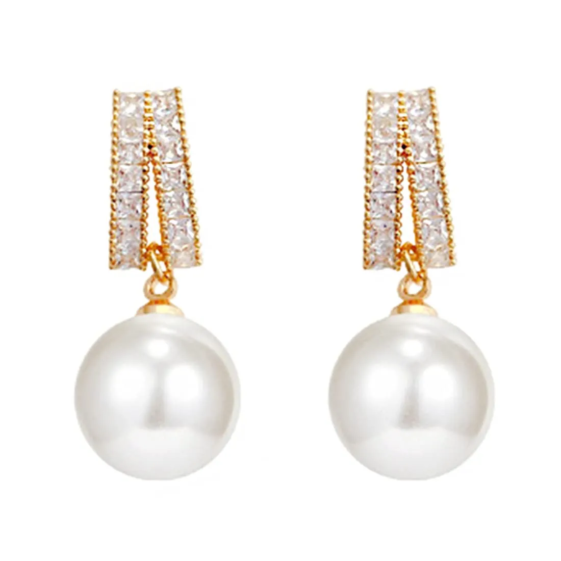 Yellow Chimes Earrings For Women Gold Tone Contemporary Crystal Studded Pearl Hanging Drop Earrings For Women and Girls