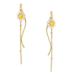 Yellow Chimes Earrings For Women Gold Tone Twisted Wire Flower Stud Dangle Earrings For Women and Girls