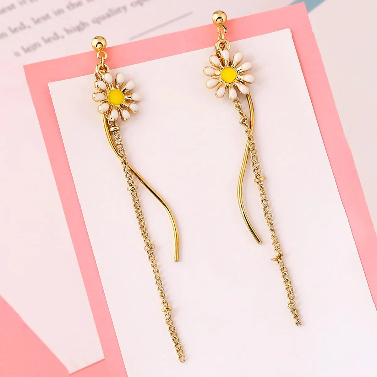 Yellow Chimes Earrings For Women Gold Tone Twisted Wire Flower Stud Dangle Earrings For Women and Girls